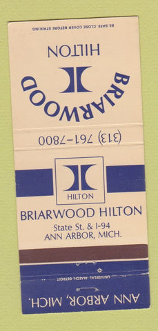 Matchbook Cover - Briarwood Hilton Hotel Ann Arbor MI 30 Strike