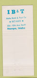 Matchbook Cover - Dr Martin Luther King Idaho Bank Trust Nampa ID 30 Strike