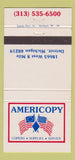 Matchbook Cover - Americopy Copy Supplies Detroit MI 30 Strike