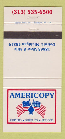 Matchbook Cover - Americopy Copy Supplies Detroit MI 30 Strike