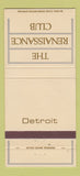 Matchbook Cover - Renaissance Club Detroit MI 30 Strike