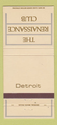 Matchbook Cover - Renaissance Club Detroit MI 30 Strike