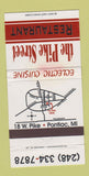 Matchbook Cover - Pike Street Restaurant Pontiac MI WEAR 30 Strike