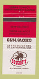 Matchbook Cover - Cowboy's St Catharines ON 30 Strike