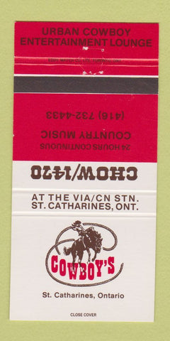 Matchbook Cover - Cowboy's St Catharines ON 30 Strike