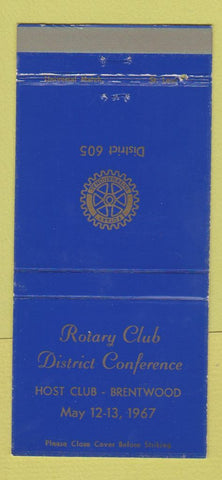 Matchbook Cover - Rotary Club District Conference Brentwood MO 1967 30 Strike