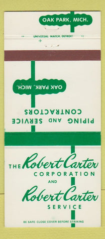 Matchbook Cover - Robert Carter Corp Piping Contractors Oak Park MI 30 Strike