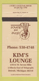 Matchbook Cover - Kim's Lounge Detroit MI 30 Strike