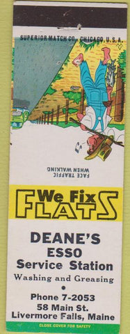 Matchbook Cover - Deane's Esso oil gas Livermore Falls ME