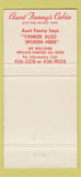 Matchbook Cover - Aunt Fanny's Cabin Smyrna GA Black Americana 30 Strike