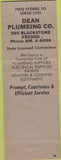 Matchbook Cover - Dean Plumbing Co Selma CA