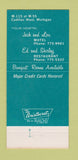 Matchbook Cover - Sun n Snow Lodge Restaurant Cadillac West MI 30 Strike