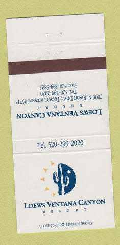 Matchbook Cover - Loews Ventana Canyon Resort Tucson AZ 30 Strike