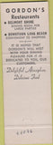Matchbook Cover - Gordon's Long Beach CA