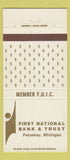 Matchbook Cover - First National Bank Trust Petoskey MI 30 Strike