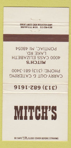 Matchbook Cover - Mitch's Restaurant Pontiac MI 30 Strike