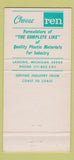 Matchbook Cover - Ren Lansing MI 30 Strike
