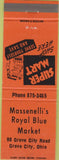 Matchbook Cover - Massenelli's Royal Blue Market Grove City OH