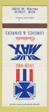 Matchbook Cover - Blue Max Cocktails Detroit MI restaurant 30 Strike