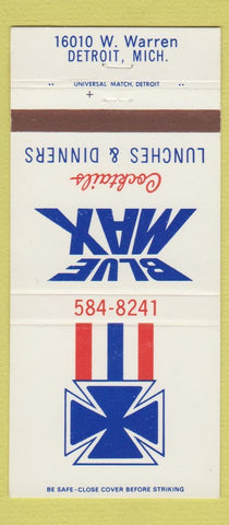Matchbook Cover - Blue Max Cocktails Detroit MI restaurant 30 Strike