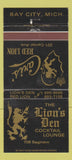 Matchbook Cover - Lion's Den Bay City MI WEAR 30 Strike