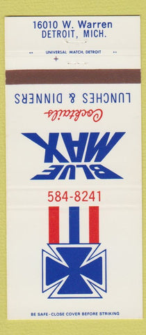 Matchbook Cover - Blue Max Detroit MI restaurant 30 Strike
