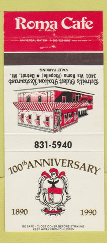 Matchbook Cover - Roma Cafe Detroit MI 1990 Italian 30 Strike