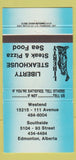 Matchbook Cover - Liberty Steak House Pizza Edmonton AB 30 Strike