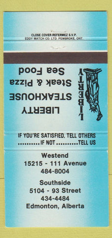 Matchbook Cover - Liberty Steak House Pizza Edmonton AB 30 Strike