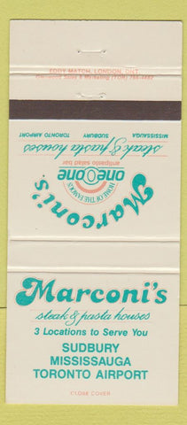 Matchbook Cover - Marconi's Sudbury Missassauga Toronto ON airport 30 Strike