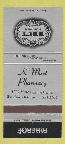 Matchbook Cover - K Mart Drug Windsor ON Brut 30 Strike