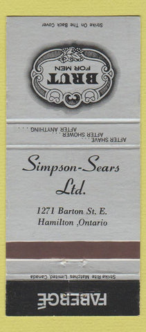Matchbook Cover - Simpson Sears Hamilton ON Brut 30 Strike