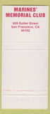 Matchbook Cover - Marines' Memorial Club San Francisco CA Christmas 30 Strike