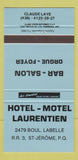 Matchbook Cover - Hotel Motel Laurentien St Jerome QC LIGHT BLUE 30 Strike