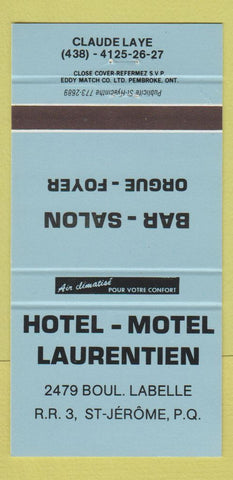 Matchbook Cover - Hotel Motel Laurentien St Jerome QC LIGHT BLUE 30 Strike