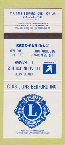 Matchbook Cover - Lions Club Bedford QC 30 Strike