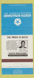 Matchbook Cover - South Boulevard Chrysler Plymouth Charlotte NC 30 Strike
