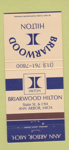 Matchbook Cover - Briarwood Hilton Hotel Ann Arbor MI 30 Strike