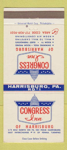 Matchbook Cover - Congress Inn Harrisburg PA 30 Strike