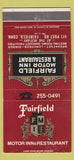 Matchbook Cover - Fairfield Motor Inn Fairfield CT 30 Strike