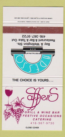 Matchbook Cover - Sadesso Restaurant Bar Toronto ON 30 Strike