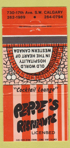Matchbook Cover - Peppe's Ristorante Calgary AB 30 Strike