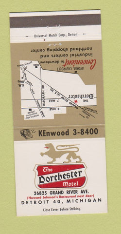 Matchbook Cover - Dorchester Motel Detroit MI 30 Strike