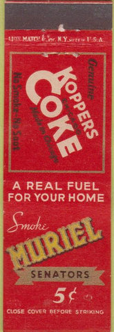 Matchbook Cover - Koppers Coke coal Muriel Cigars