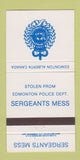 Matchbook Cover - Police Department Edmonton AB Sergeants Mess 30 Strike