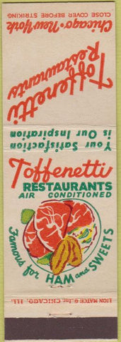 Matchbook Cover - Toffenetti Restaurants Chicago New York City