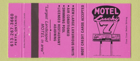 Matchbook Cover - Motel Lucky 7 Perth ON PINK 30 Strike