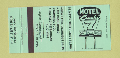 Matchbook Cover - Motel Lucky 7 Perth ON GREEN 30 Strike