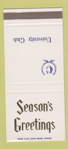 Matchbook Cover - University Club Christmas SAMPLE 30 Strike