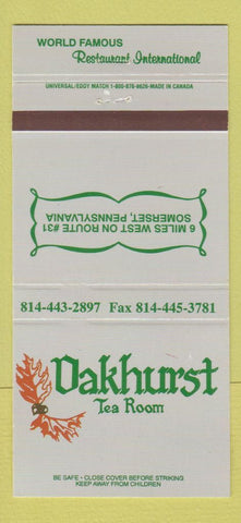 Matchbook Cover - Oakhurst Tea Room Somerset PA 30 Strike